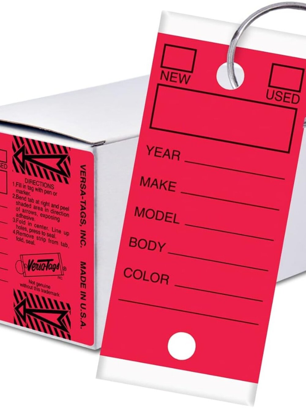 250 Per Box, Self-Protecting Paper Key Tags with Chrome-Plated Split Rings Perfe